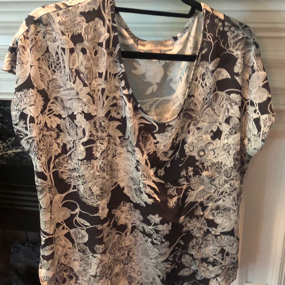 Loft Black and white floral top